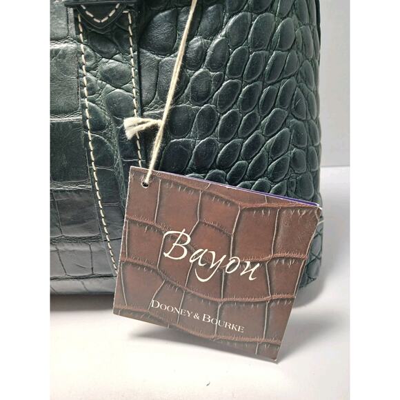 VTG Dooney & Bourke Bayou Croc Embossed Leather Shoulder Satchel Handbag - Picture 3 of 11